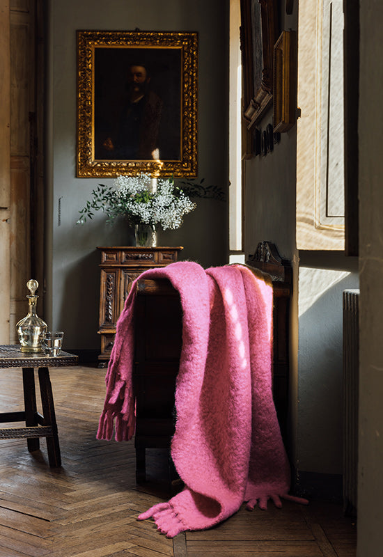 Chunky Mohair Blanket Pink Punch