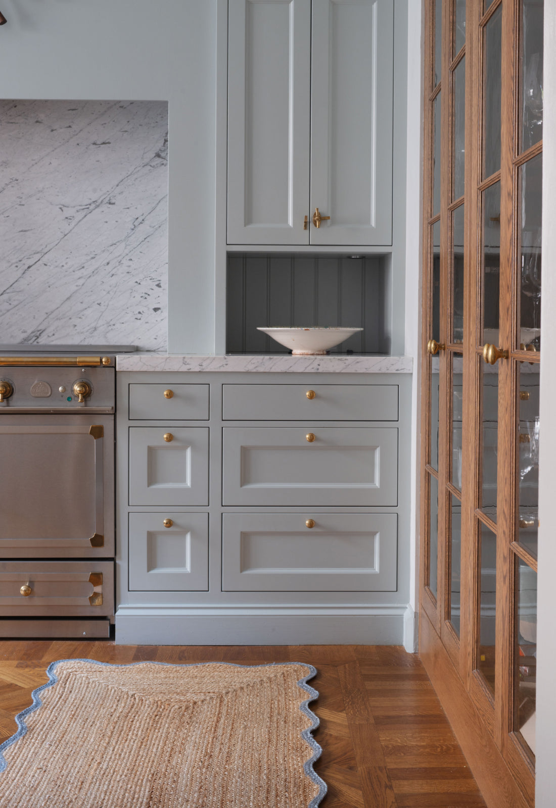 Scallop Jute Misty Blue Sample