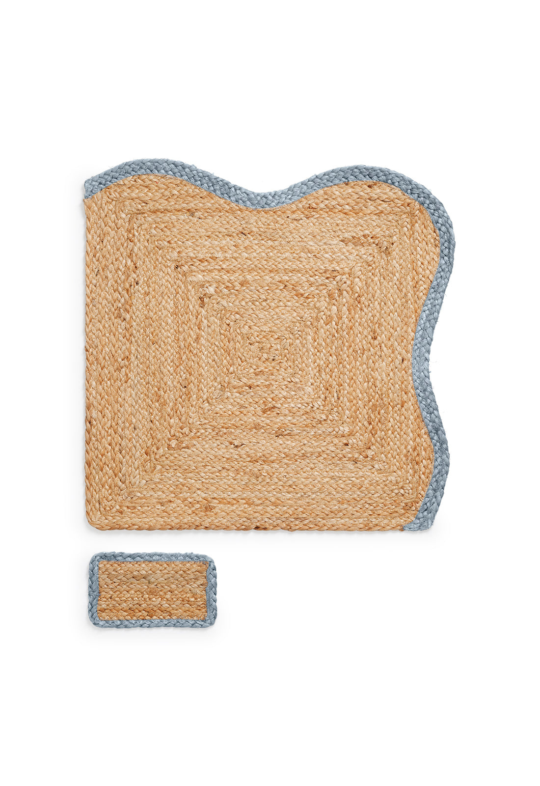 Scallop Jute Misty Blue Sample